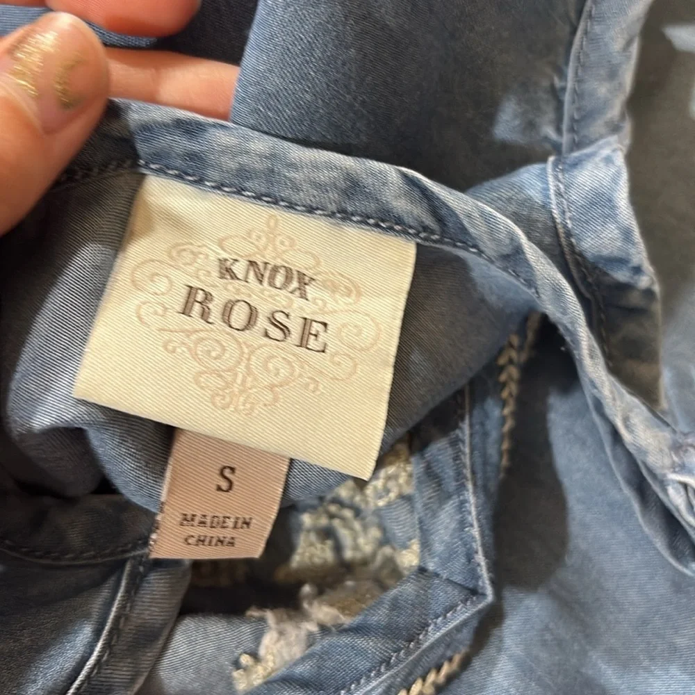 Knox Rose Embroidered Chambray Denim Dress sz S - Picture 5 of 7